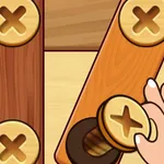 Test your problem-solving skills in this challenging wood puzzle game. Strategically remove nuts and bolts to clear the board and advance. Play now for free.