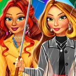 Acepta o desafío da moda para días de chuvia! Combina abrigos, botas e paraugas para crear o look perfecto para o tempo sombrío. Libera a túa estilista…